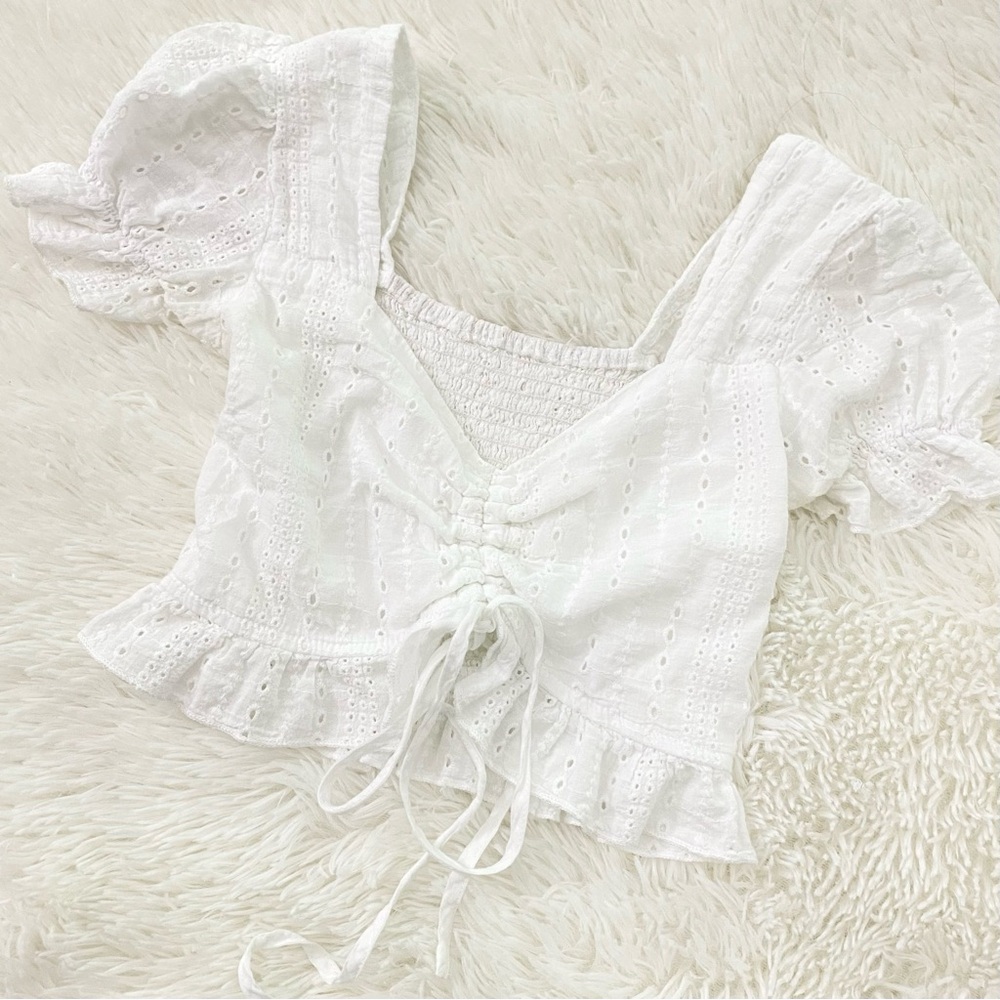 White Eyelet Crop Top